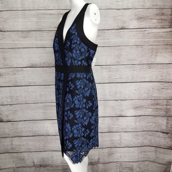 NEW Harlyn L Two Tone Lace Cocktail Sheath Dress Surplice Neck - Picture 6 of 14